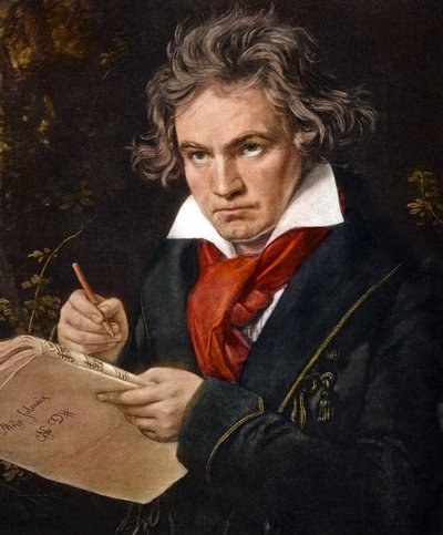 Ludwig van Beethoven sosteniendo Missa Solemnis de Joseph Carl Stieler